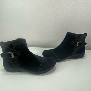 Clarks Black Ankle Boots with Buckle